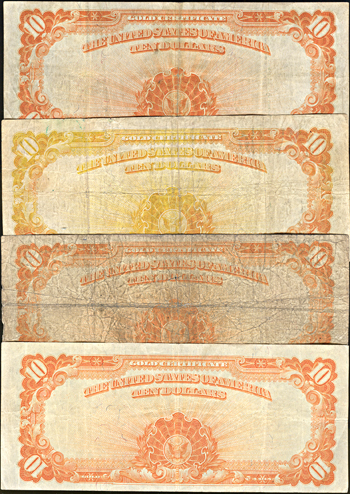 Lot of four 1922 $10 F.