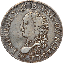 1792 PCGS Genuine, code 98 (VF details/contemporary hole).