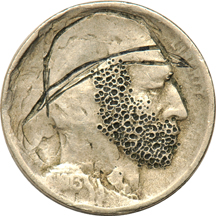 Hobo engraving on a 1913 nickel, ex-ANA Museum.