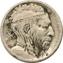 Hobo engraving on a circa 1930 nickel, ex-ANA Museum.