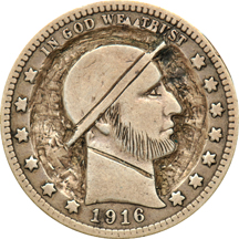 Hobo engraving on a 1916-D quarter, OHNS certificate.