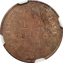 Judd-326b:  1863 10-Cents Pattern, copper, NGC.