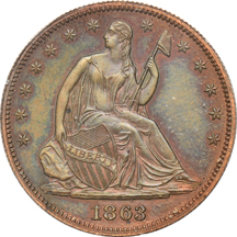 Judd-339:  1863 Half Dollar, copper, PCGS (rattler).