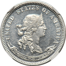 Judd-848:  1870 10-Cents Pattern, aluminum, NGC CAC.