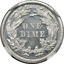 Judd-1079:  1871 10-Cents Pattern, aluminum, NGC CAC.