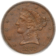 Judd-1243:  1872 Half Eagle Proof, copper, PCGS.