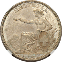 Switzerland - 1862-B 2-franc NGC MS-63.