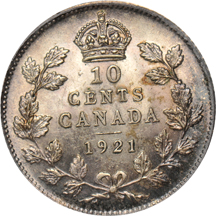 Canada - 1921 10-cent PCGS MS-64.