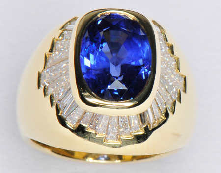 18K Boris LeBeau Diamond and Blue Stone Ring