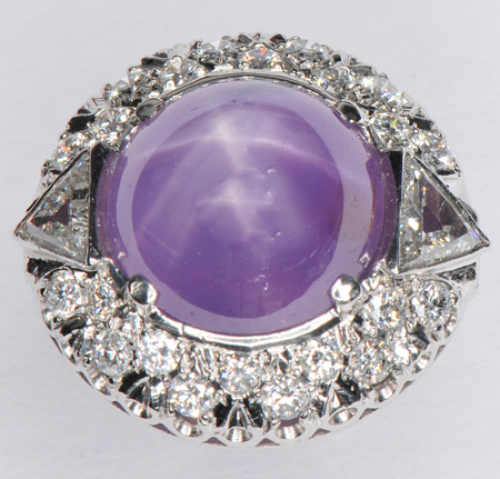 Platinum Diamond and Purple-Pink Natural Star Sapphire