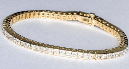 14K Yellow Gold Princess Cut Diamond Bracelet