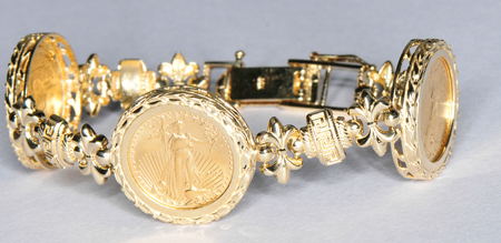14K Yellow Gold American Eagle Coin Bracelet