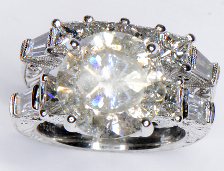 Platinum Ring Set with an Approximate 5.50 Carat Brilliant-Cut Round Diamond