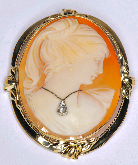 14K Yellow Gold Cameo Pin/Pendant