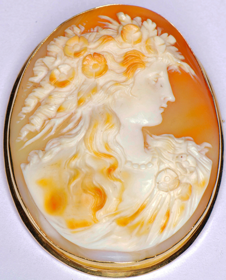 14K Yellow Gold Large Cameo Pin/Pendant