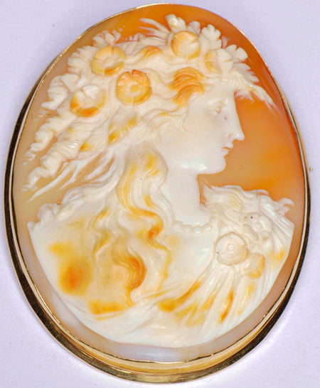 14K Yellow Gold Large Cameo Pin/Pendant