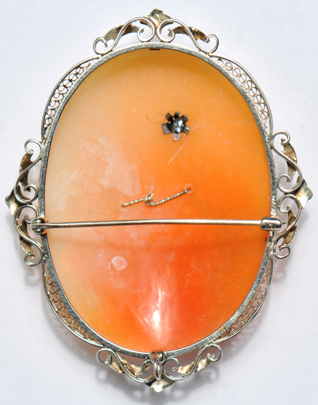 14K White Gold Cameo Pin/Pendant