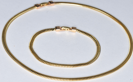 14K Yellow Gold Vintage Bracelet and Necklace Set
