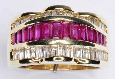 14K Yellow Gold Diamond and Ruby Rings