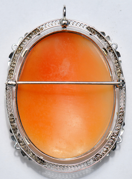 14K White Gold Cameo Pin/Pendant