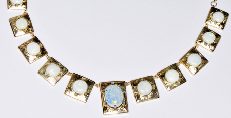 9K Yellow Gold and Opal Necklace