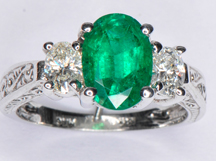 18K White Gold Emerald and Diamond Ring