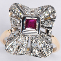 14K Two-Tone Diamond and Ruby Ring