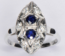 14K White Gold Twin Sapphire Ring