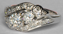 14K White Gold Twin Diamond Ring