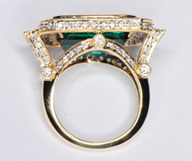 18K Yellow Gold Diamond and Green Tourmaline Ring