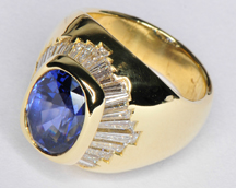 18K Boris LeBeau Diamond and Blue Stone Ring