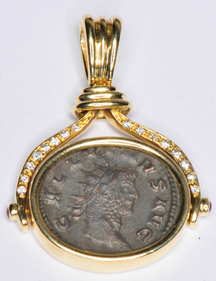18K Yellow Gold Ancient Coin Pendant