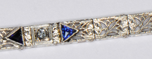 14K White Gold Diamond and Sapphire Filigree Pendant