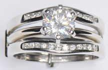 14K White Gold Diamond Solitaire and Ring Guard