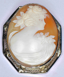 14K White Gold Cameo Pin/Pendant