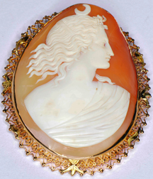 10K Yellow Gold Large Cameo Pin/Pendant