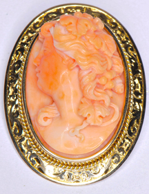 14K Yellow Gold Coral Cameo