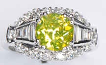 Platinum Fancy GIA Natural Yellow Diamond Ring