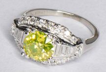 Platinum Fancy GIA Natural Yellow Diamond Ring