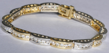 14K Two Tone Diamond Tennis Bracelet