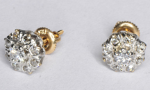14K Two Tone Vintage Diamond Earrings