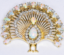 18K Yellow Gold Diamond and Opal Pendant