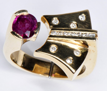 14K Yellow Gold Diamond and Ruby Rings