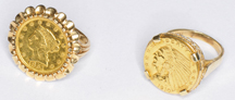 Pair of Old US Gold Coin Rings