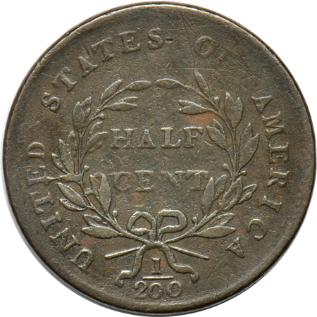 Six half-cents, including an 1800 and 1803.