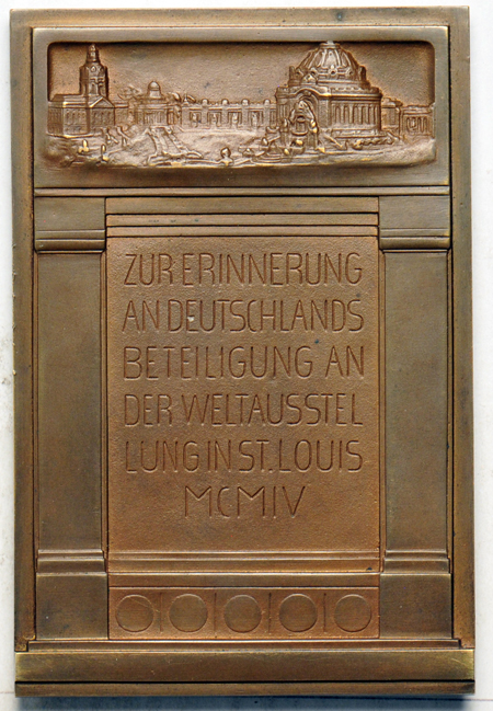 1904 World's Fair Imperial German Plaque, Bronze.