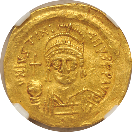 Ancient - Byzantine Empire - (AD 527-565) Justinian I gold solidus NGC XF.