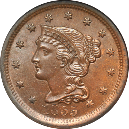 1855 NGC MS-63 BN.