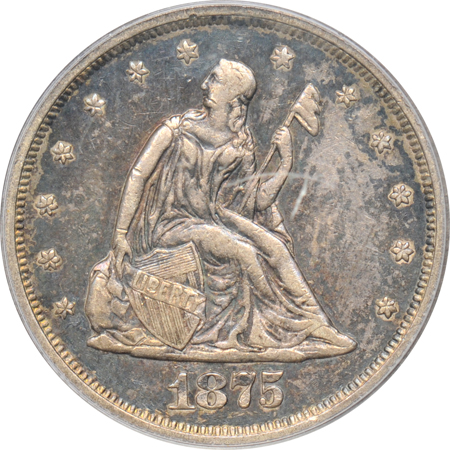 1863 Seated quarter F, and an 1875-S twenty-cent piece PCGS XF-40.