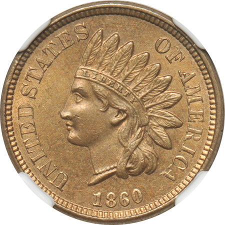 1860 Pointed Bust NGC MS-64.